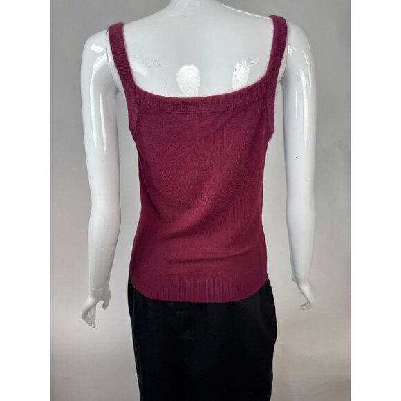 Vintage Fredini Burgundy Knit Tank Top With Angora/Wool Blend Square Neckline Sl - Picture 12 of 16